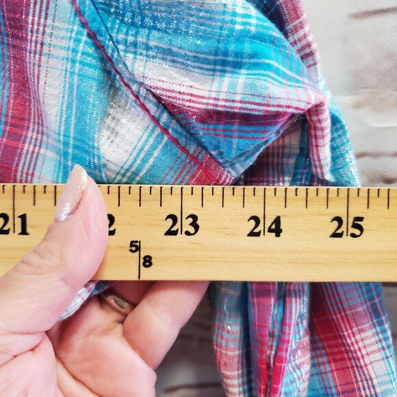 Ariat Shirt Junior XXL Colorful Pearl Snap Buttons Shimmer Embroidery Rodeo - Picture 12 of 12